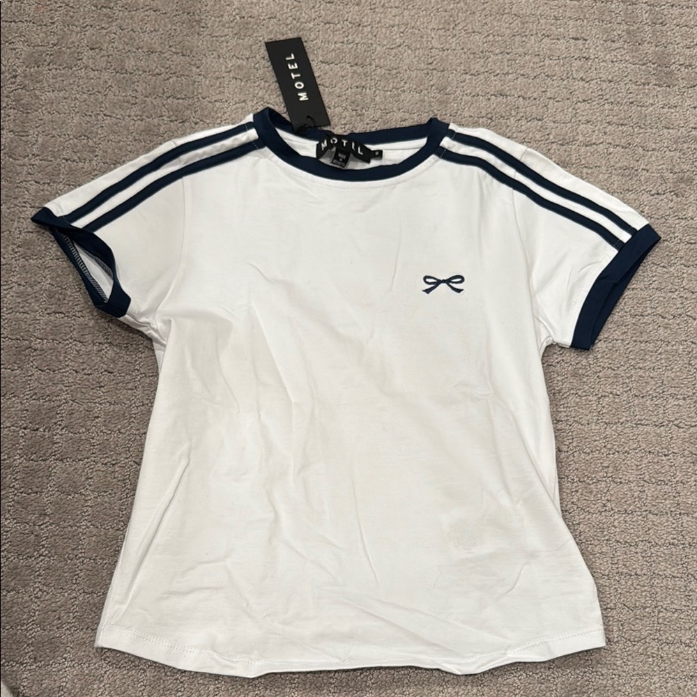 Motel Rocks White and Blue Short Sleeve Tee